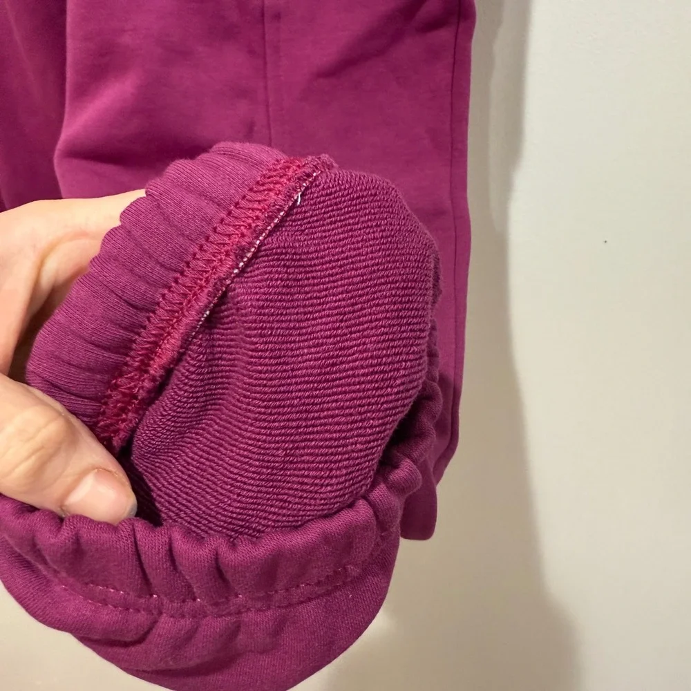 NWT Athleta Heavyweight Terry Cargo Jogger Pants L Magenta Wildberry Cargo Casua